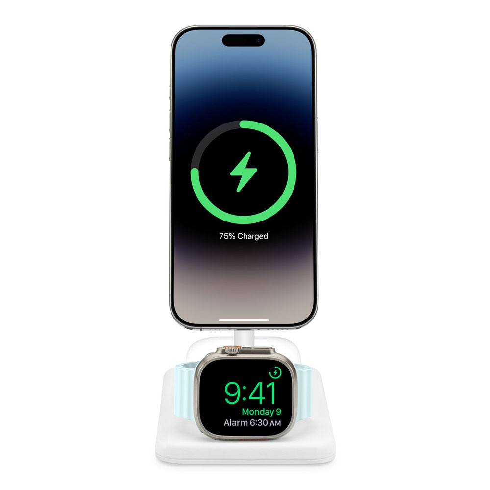 TwelveSouth HiRise 3 Deluxe 3-in-1 Qi2 Charging Stand - White
