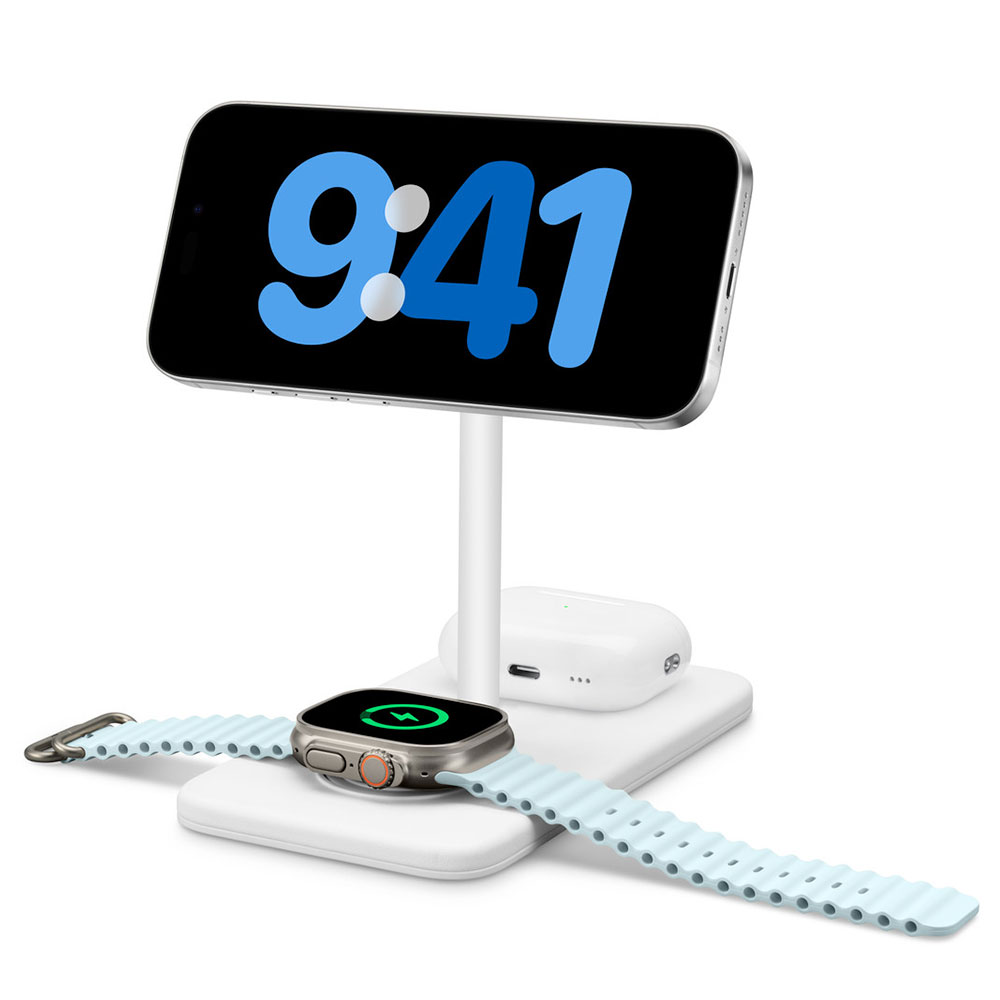 TwelveSouth HiRise 3 Deluxe 3-in-1 Qi2 Charging Stand - White