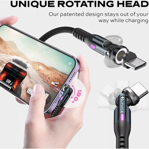 KeySmart Statik 360 PRO 2.0 magnetický USB-C kábel (1m)