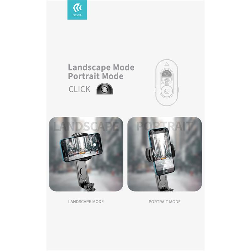 Devia Handheld Gimbal Shake-proof Tripod Selfie Stick - Black