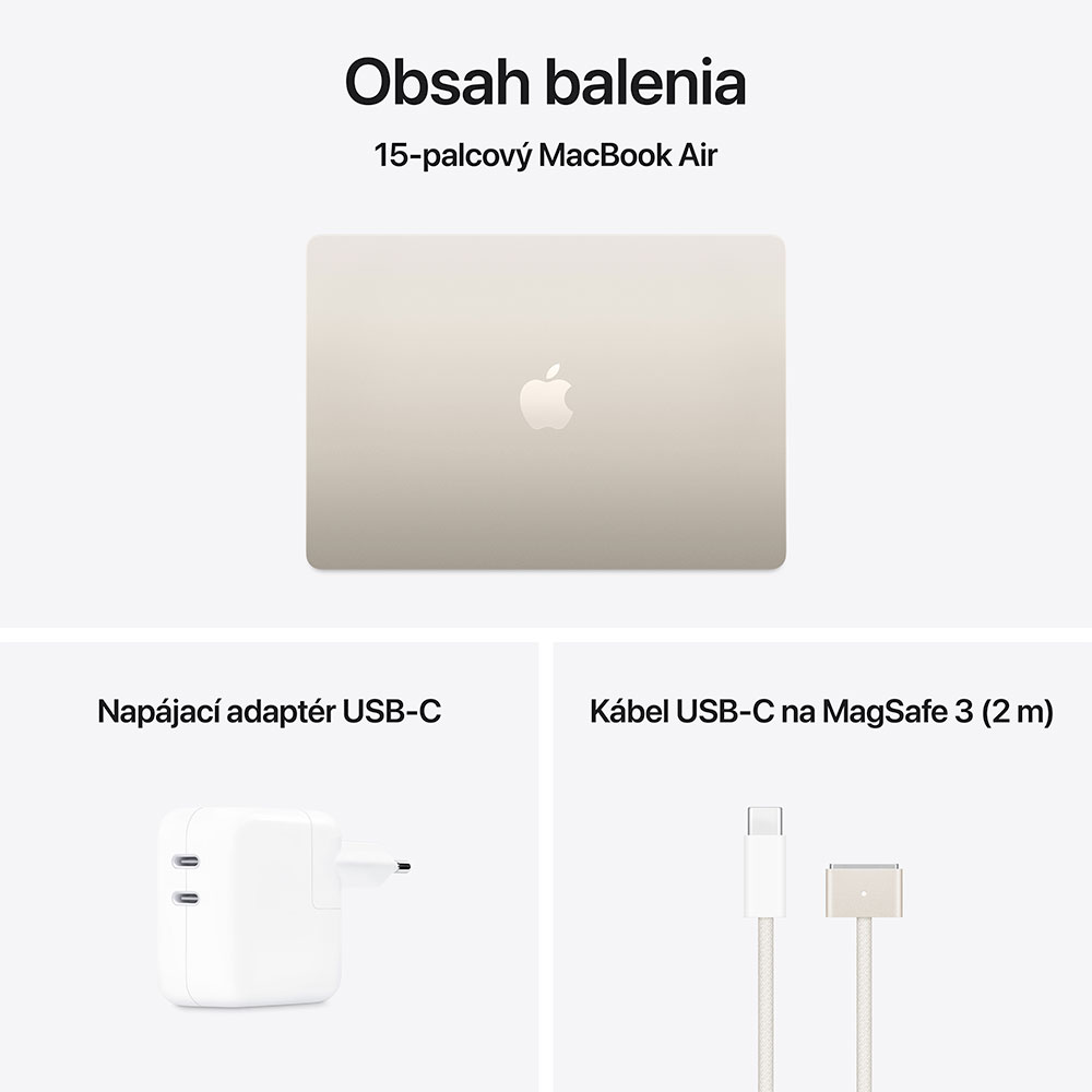 MacBook Air 15" Apple M4 10C CPU 10C GPU 16GB 512GB Hviezdny biely SK