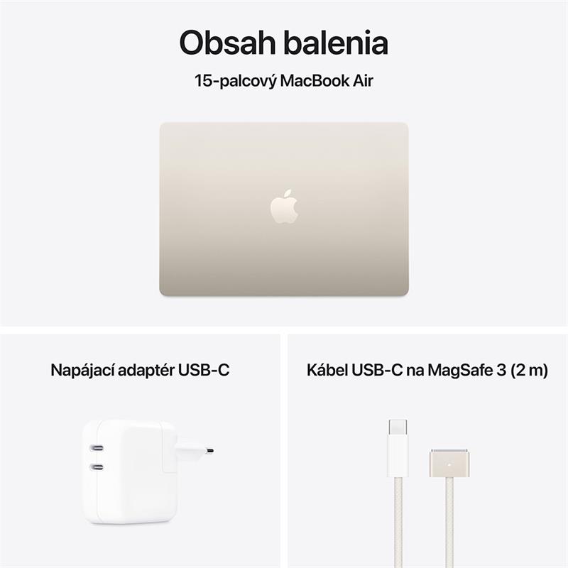 MacBook Air 15" Apple M4 10C CPU 10C GPU 24GB 512GB Hviezdny biely SK