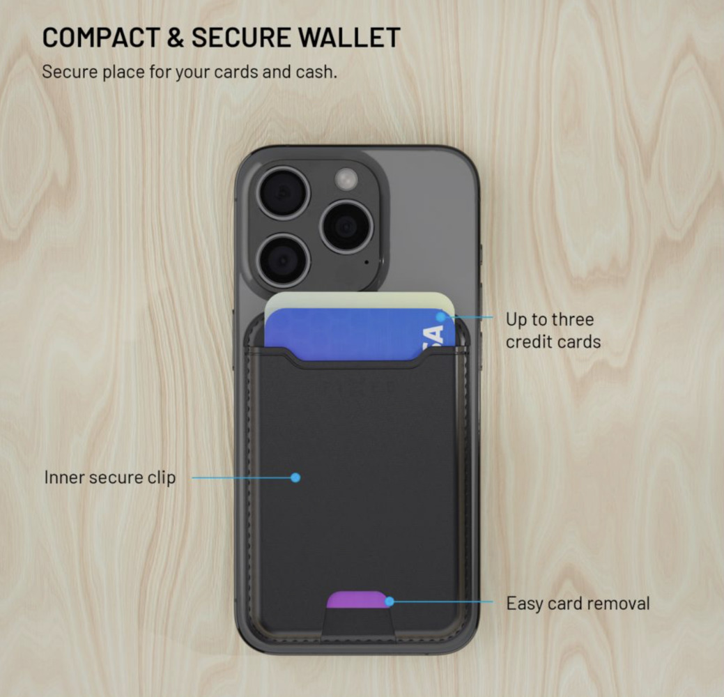 FIXED MagWallet peněženka s lokátorem a podporou Find My, bezdrátové nabíjení, černá