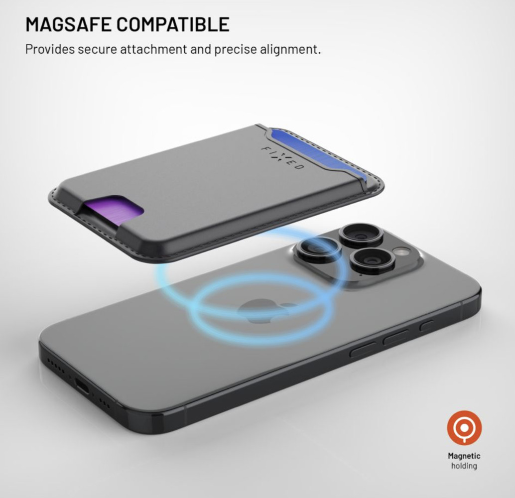 FIXED MagWallet peněženka s lokátorem a podporou Find My, bezdrátové nabíjení, černá