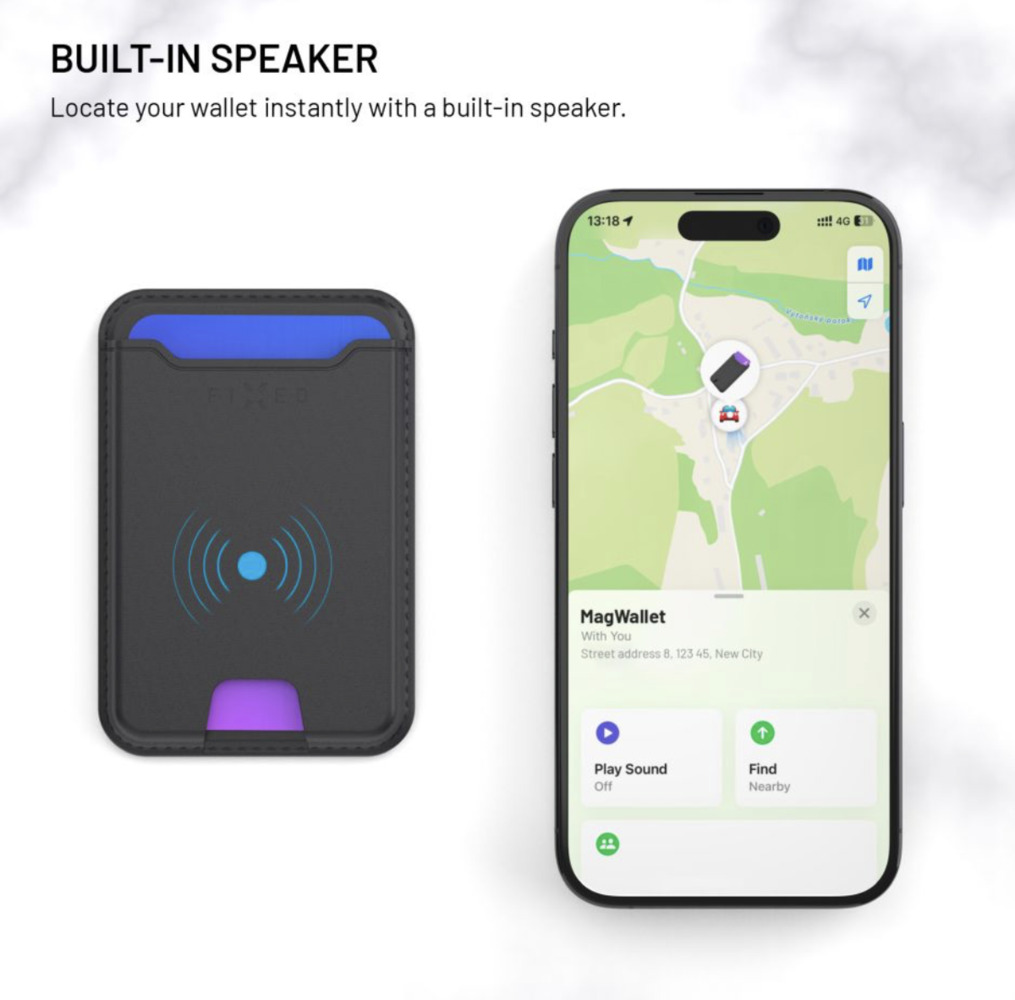 FIXED MagWallet peněženka s lokátorem a podporou Find My, bezdrátové nabíjení, černá