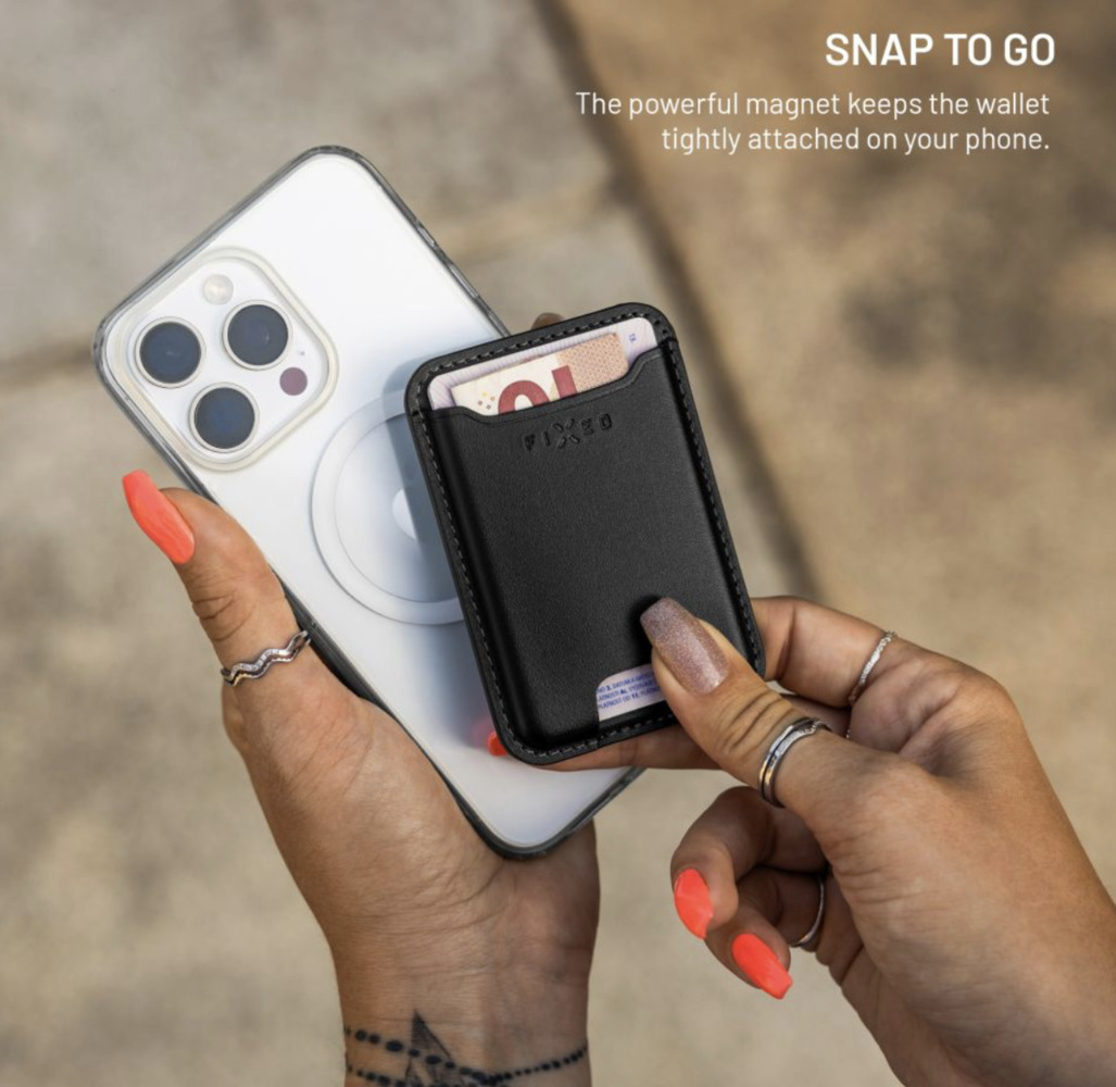 FIXED MagWallet peněženka s lokátorem a podporou Find My, bezdrátové nabíjení, černá