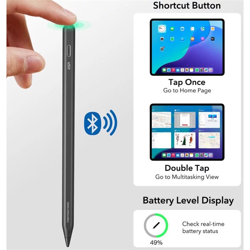 ESR stylus Geo Digital Pencil with built-in Apple Find My Technology - Black