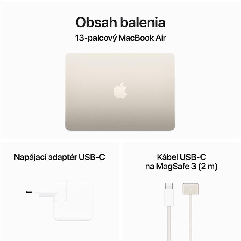 MacBook Air 13" Apple M3 8C CPU 8C GPU 16GB 256GB Hviezdny biely SK *Vystavený*