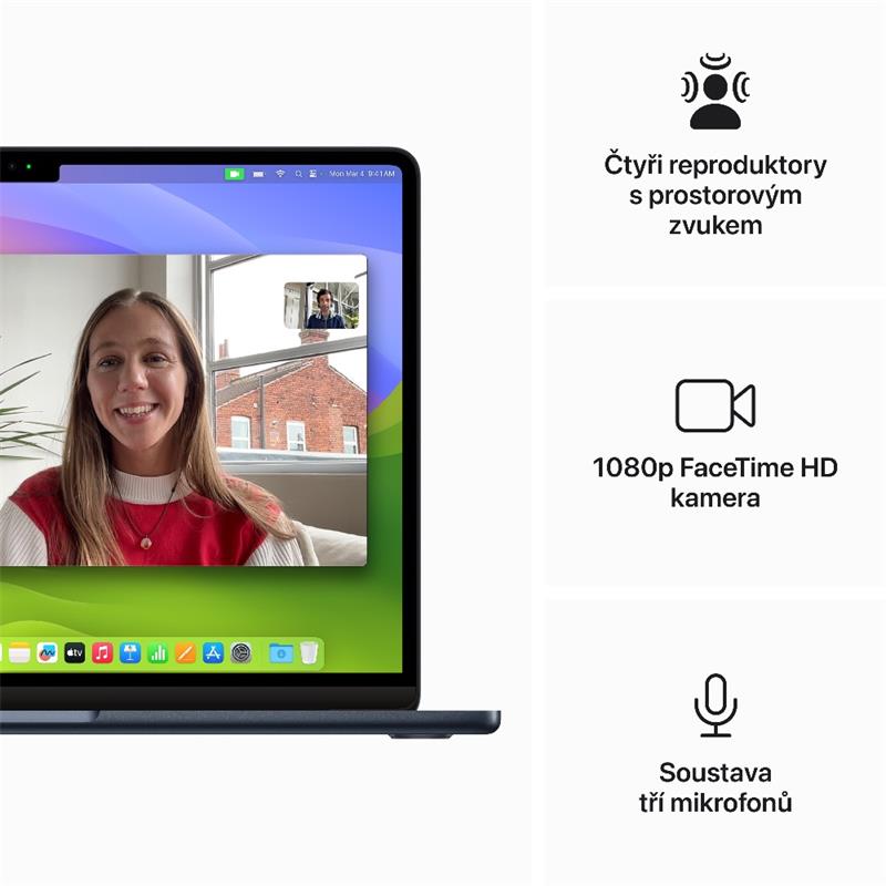 MacBook Air 13" Apple M3 8core CPU 8core GPU 16GB 256GB Temně inkoustový CZ *Vystavený*