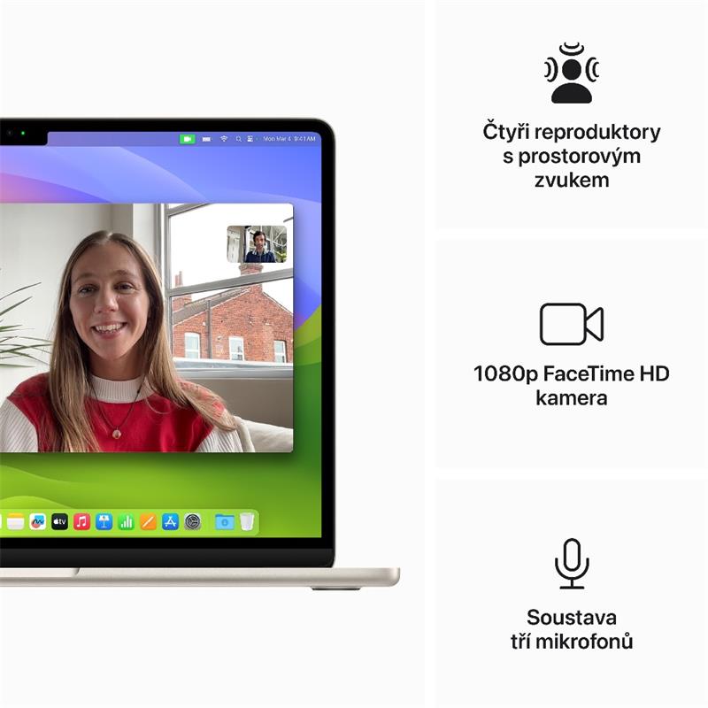 MacBook Air 13" Apple M3 8core CPU 8core GPU 16GB 256GB Hvězdně bílý CZ *Vystavený*
