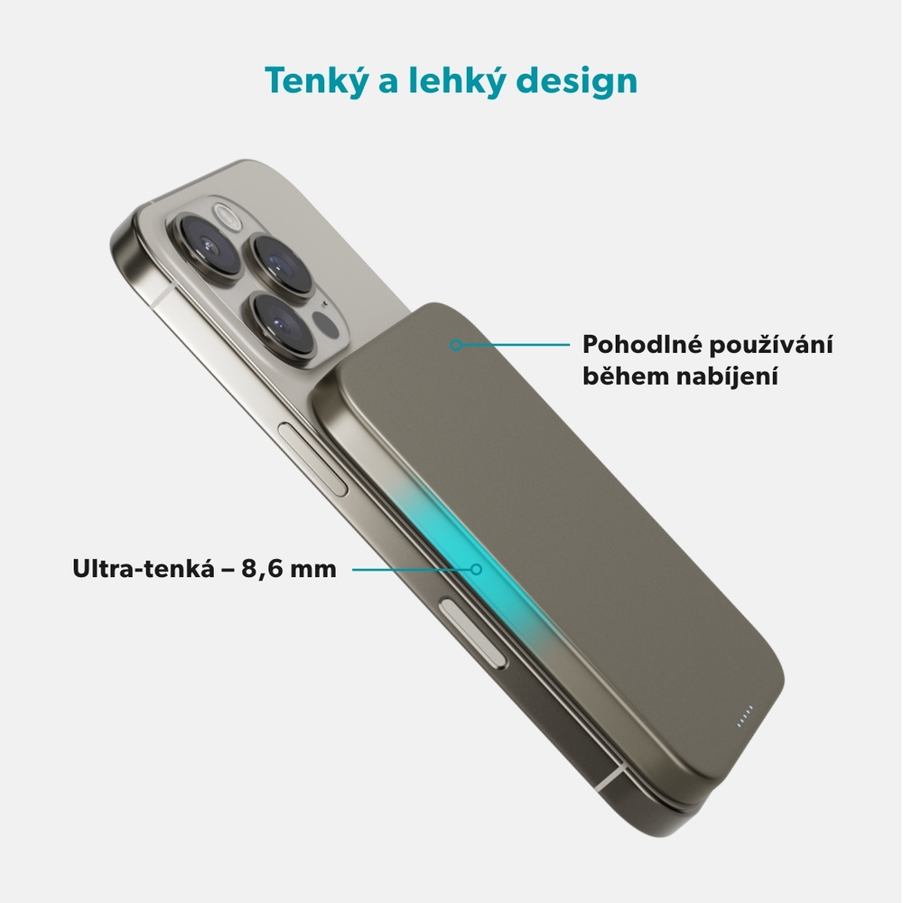 iStores by Epico UltraPack EM51 Qi2 5000 Slim Mag+ Powerbanka-titanová