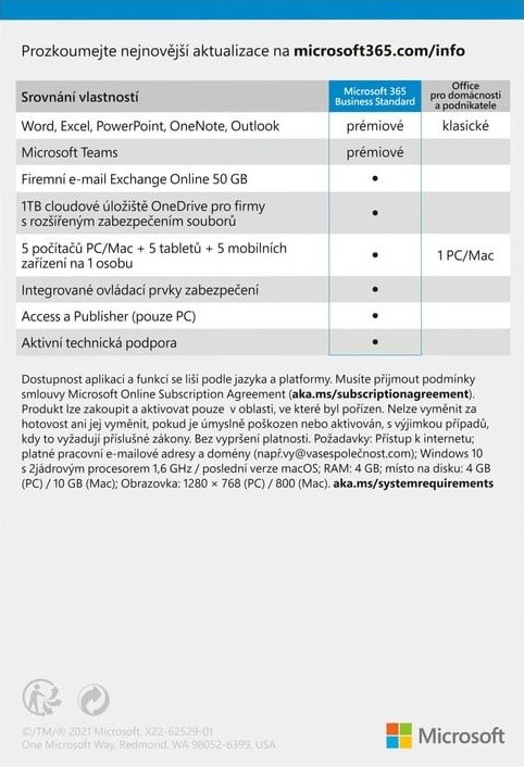 Microsoft 365 Business Standard Mac/Win SK, 1rok, ESD - elektronická licencia