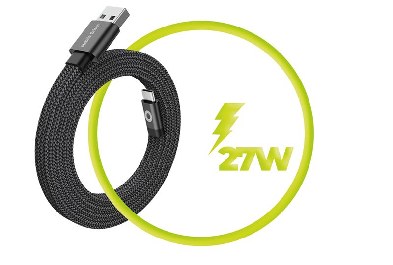 Mobile Origin Magnetic Flat Patented Cable USB-A to USB-C 1m - Black