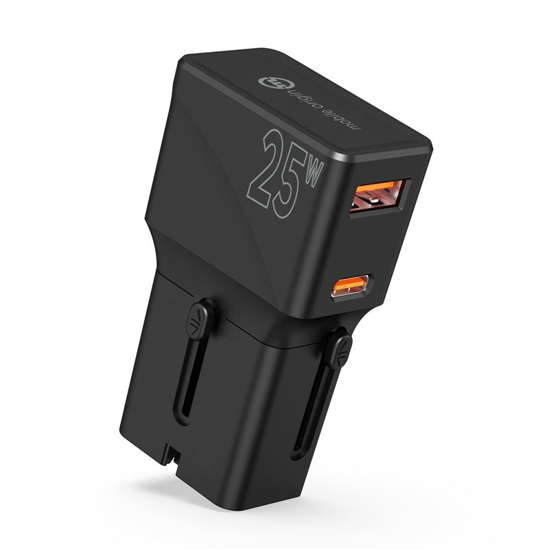 Mobile Origin 25W Travel Adapter (EU/US/UK/AU) - Black