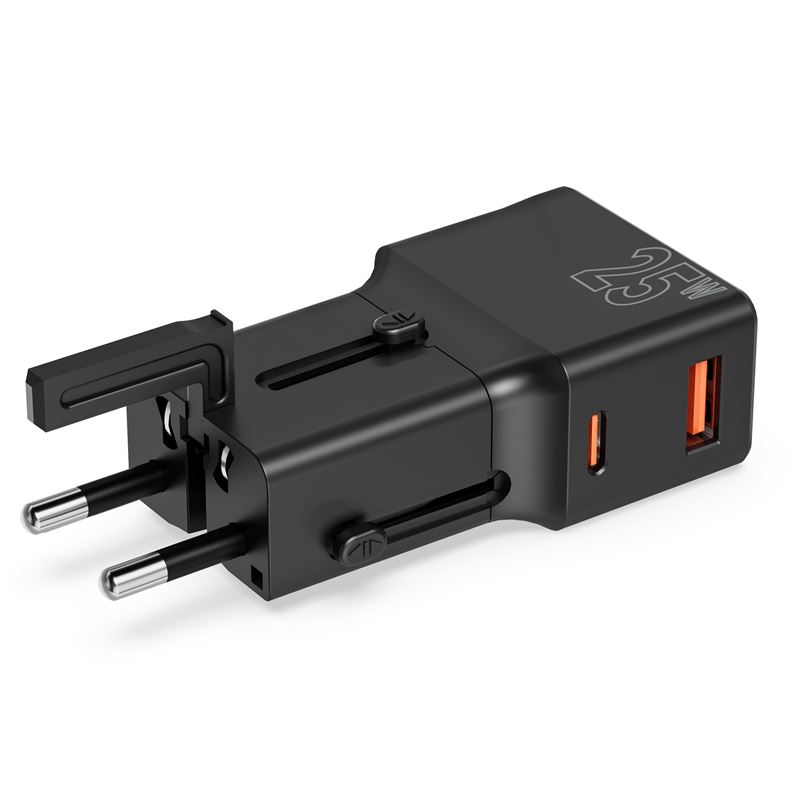Mobile Origin 25W Travel Adapter (EU/US/UK/AU) - Black