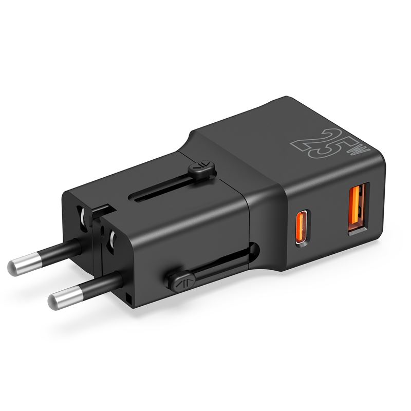 Mobile Origin 25W Travel Adapter (EU/US/UK/AU) - Black