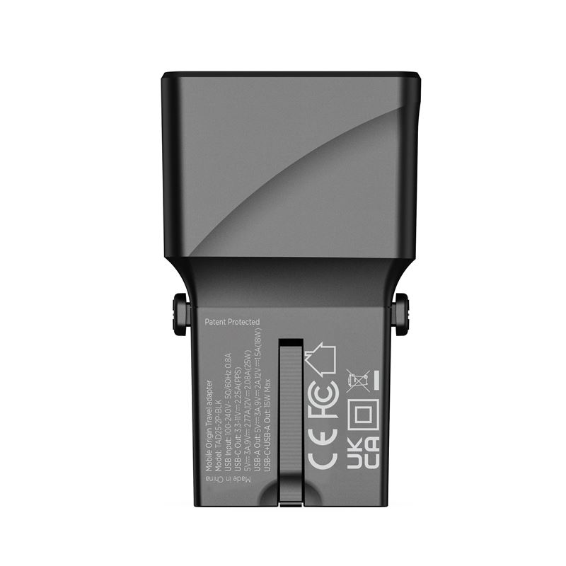 Mobile Origin 25W Travel Adapter (EU/US/UK/AU) - Black