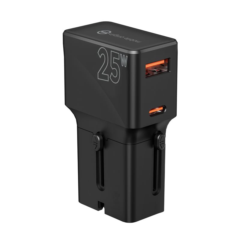 Mobile Origin 25W Travel Adapter (EU/US/UK/AU) - Black