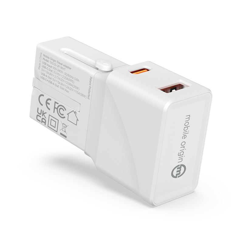 Mobile Origin 25W Travel Adapter (EU/US/UK/AU) - White