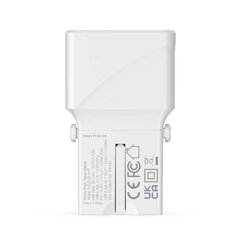 Mobile Origin 25W Travel Adapter (EU/US/UK/AU) - White