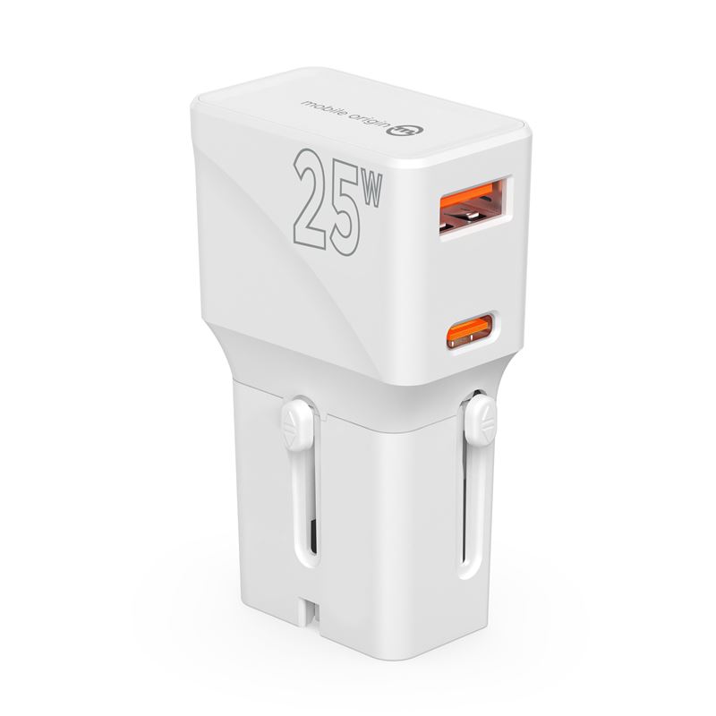 Mobile Origin 25W Travel Adapter (EU/US/UK/AU) - White