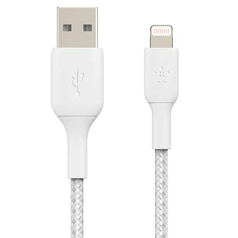 Belkin kábel Boost Charge Braided USB-A to Lightning 1m - White *Poškodený obal*