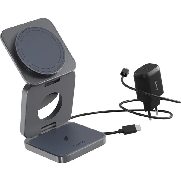 EPICO UltraBase Qi2 3in1 3in1 Fold Mag+ Wireless Charging Stand EF30 -space grey
