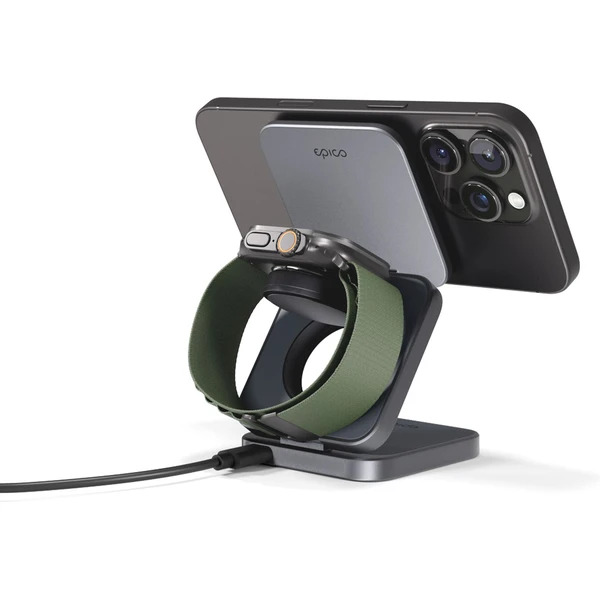 EPICO UltraBase Qi2 3in1 3in1 Fold Mag+ Wireless Charging Stand EF30 -space grey