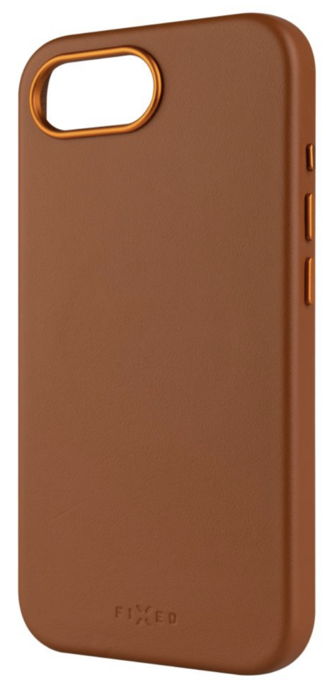 FIXED kožený kryt MagLeather s podporou MagSafe pro Apple iPhone 17e/16e, hnědý