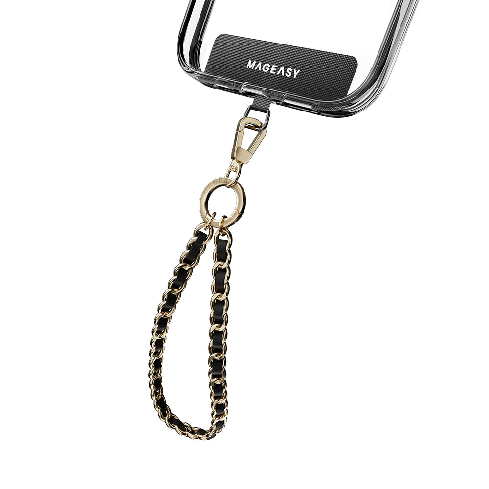 SwitchEasy 9mm Chic Chain Wrist Strap + Strap Card - Black/Matte Gold