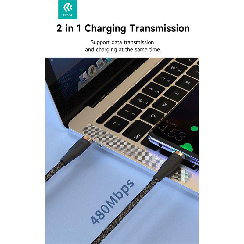 Devia kábel USB-C to USB-C Star Series Cable 1.5m - White