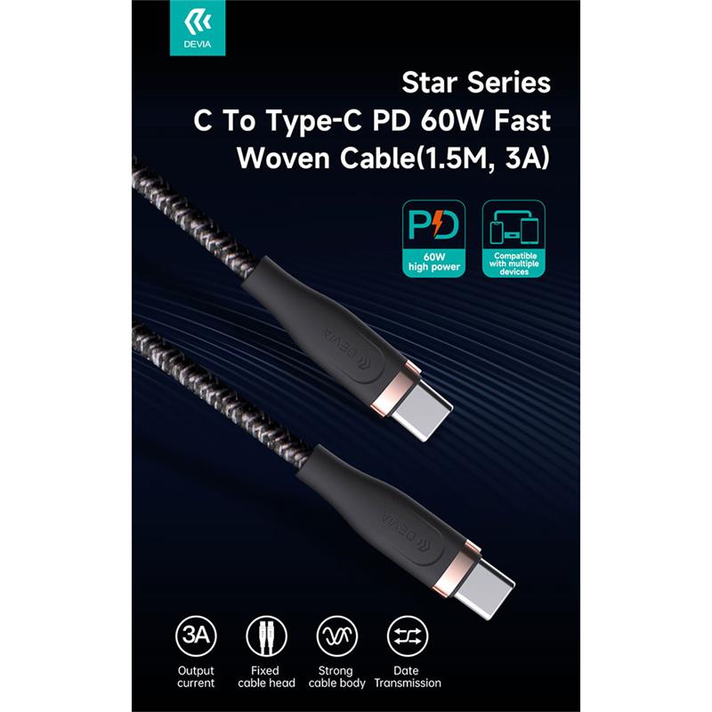 Devia kábel USB-C to USB-C Star Series Cable 1.5m - White