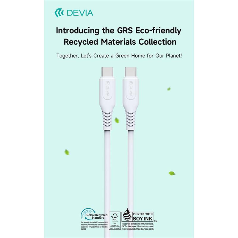 Devia kábel USB-C to USB-C GRS Series Cable 1m - White