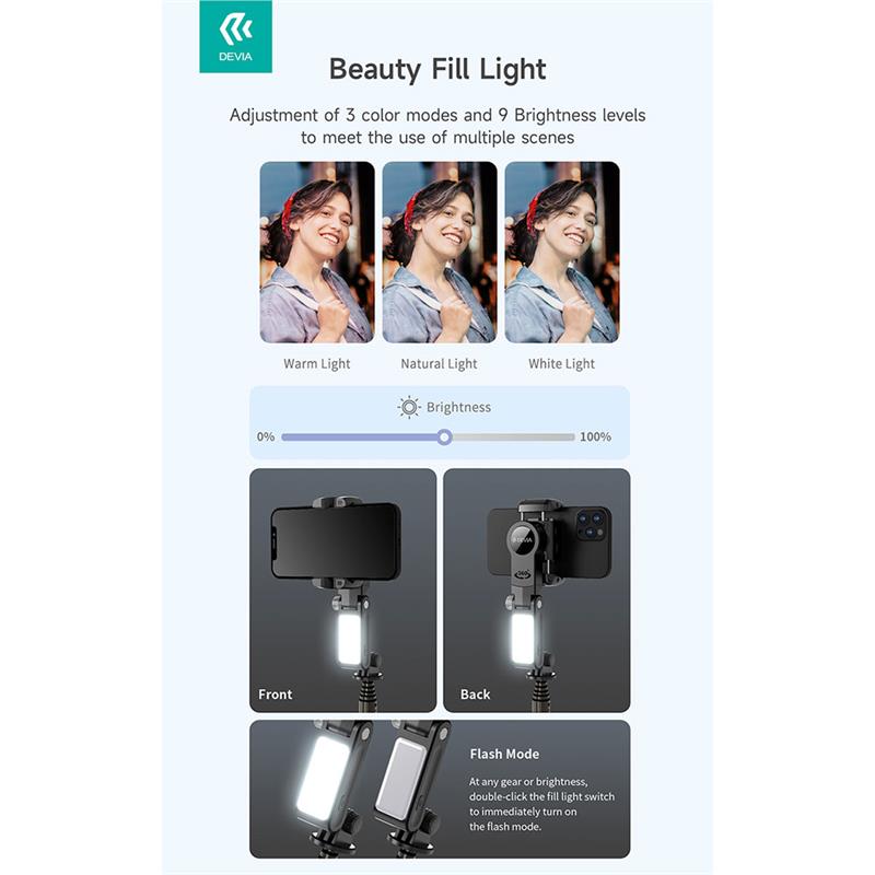 Devia Tripod Stand Multi-functional Desktop Gimbal Selfie-Stick - Black