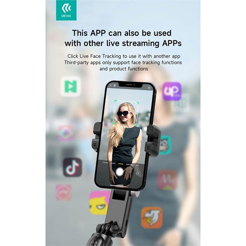 Devia Tripod Stand Multi-functional Desktop Gimbal Selfie-Stick - Black