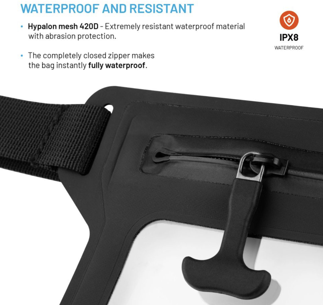 FIXED voděodolné pouzdro Dry Belt z hypalonu s certifikací IPX8, černé