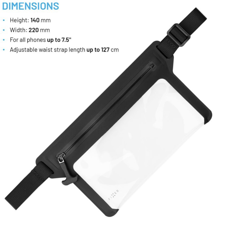 FIXED voděodolné pouzdro Dry Belt z hypalonu s certifikací IPX8, černé