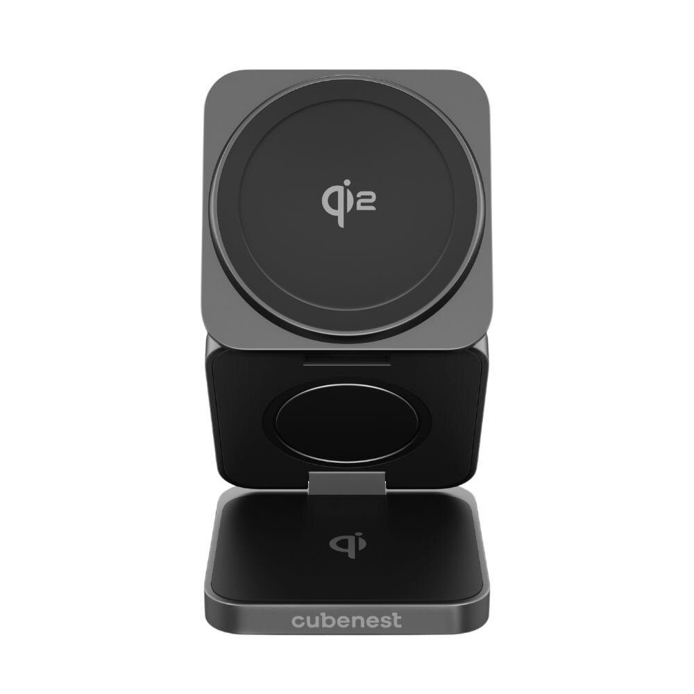 Cubenest Qi2 3v1 Skladacia bezdrôtová nabíjačka SQ312 Pro - čierny titan