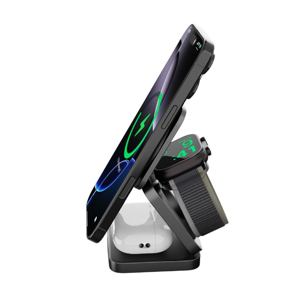 Cubenest Qi2 3v1 Skladacia bezdrôtová nabíjačka SQ312 Pro - čierny titan