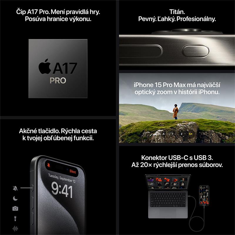 iPhone 15 Pro 512 GB Černý titan *Třída A*
