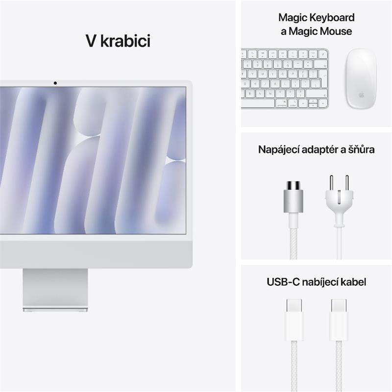 CTO iMac 24" 4.5K Apple M4 10-c CPU/10-c GPU/16GB/512GB Stříbrný NUMCZ displej s nanotexturou