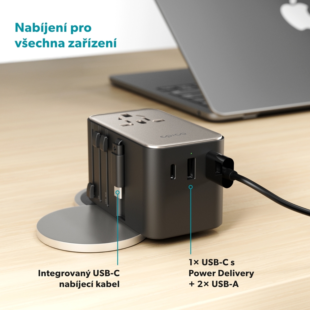 Epico UltraBoost Universal GaN 70W cestovný adaptér EU70 - titanová