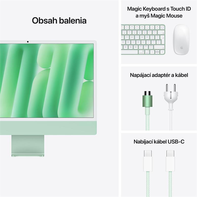 CTO iMac 24" 4.5K Apple M4 10C CPU 10C GPU 32GB 1TB Zelený NUM SK