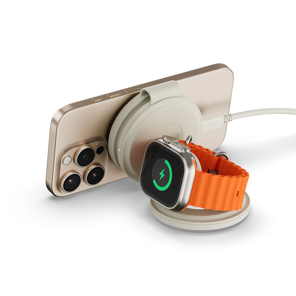 Satechi Qi2 OntheGo 3-in-1 Wireless Charger - Sand