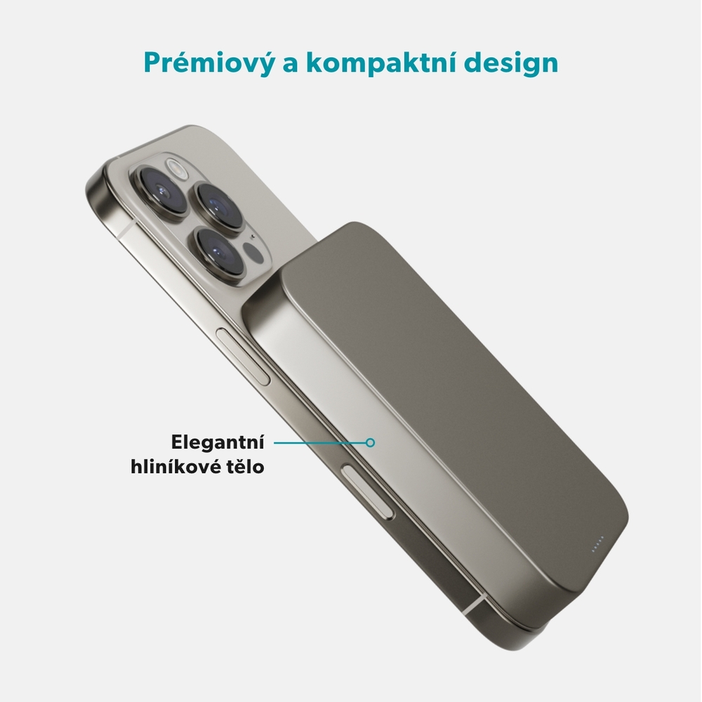 iStores by Epico UltraPack EM71 Qi2 10000 Alu Mag+ Powerbanka - titanová