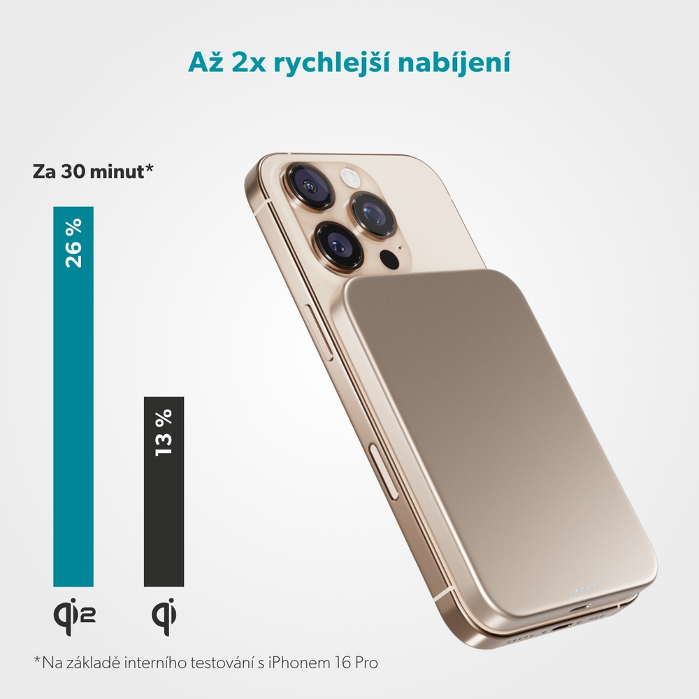 Epico UltraPack Qi2 Slim 5000mAh Alu Mag+ Wireless Power Bank EM51 - púštna titanová