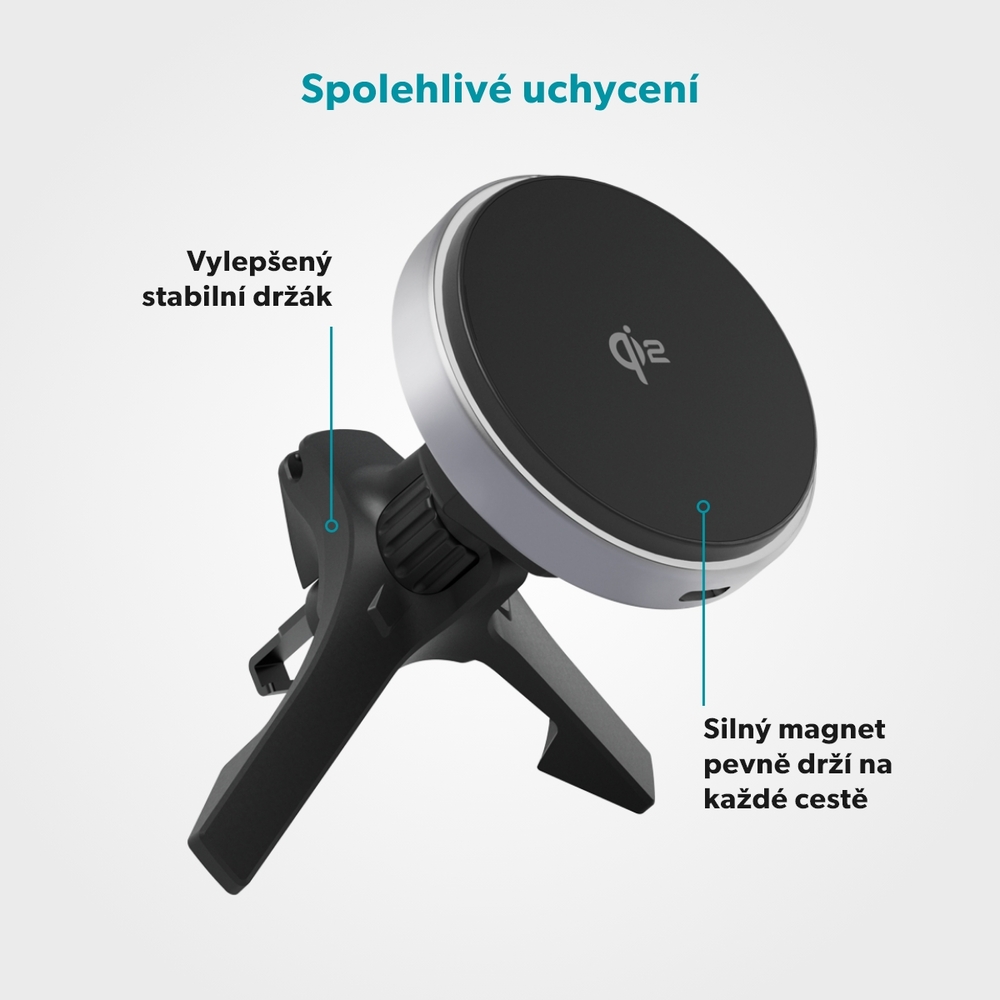 Epico UltraDrive Qi2 Alu Mag+ bezdrátová nabíječka do auta ED70 - černá