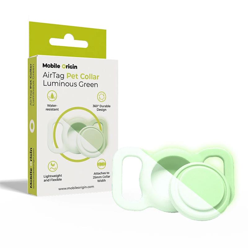 Mobile Origin puzdro AirTag Pet Collar pre Apple Airtag - Luminous Green