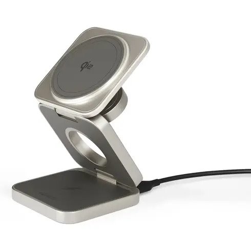 iStores by Epico UltraBase Qi2 3in1 Fold Alu Mag+ Wireless Charging Stand EF55 - titanová