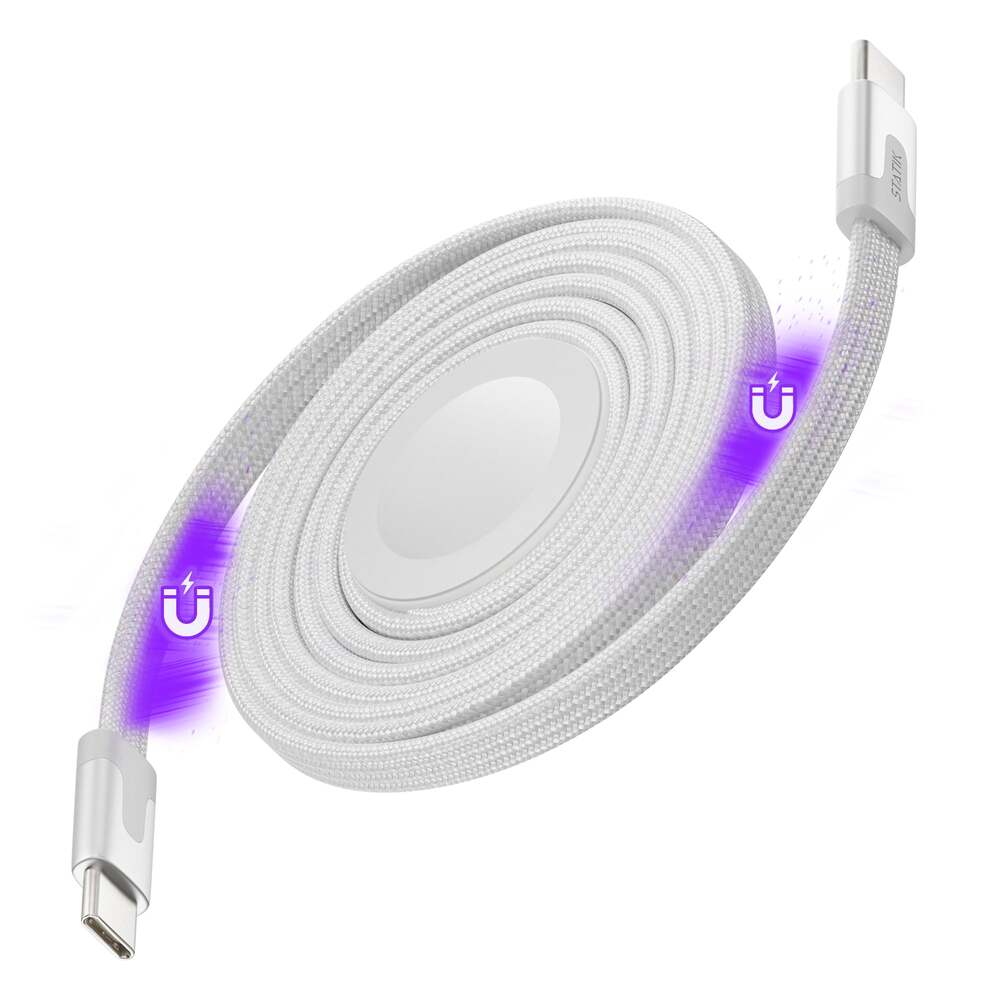 KeySmart Statik MagStack DUO, nabijačka pre Apple Watch + USB-C kábel, - biela (1,5m)